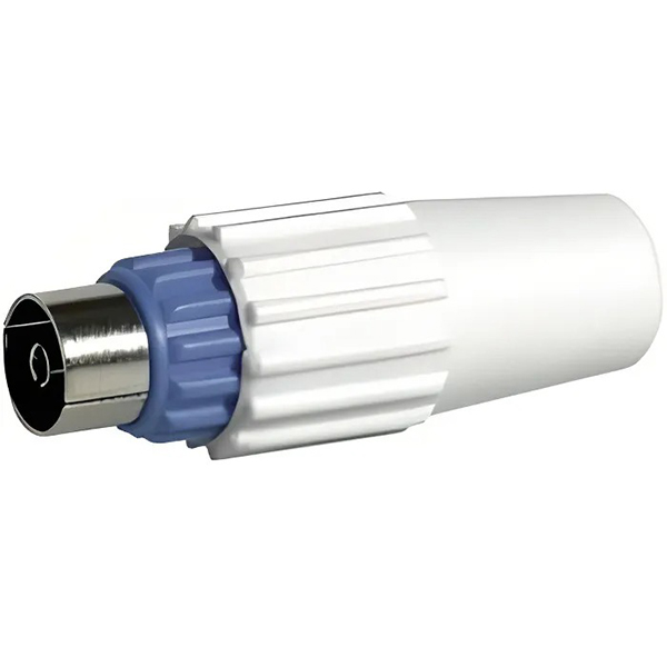 FICHE TV COAX F D9,52 BLANC/BLEU