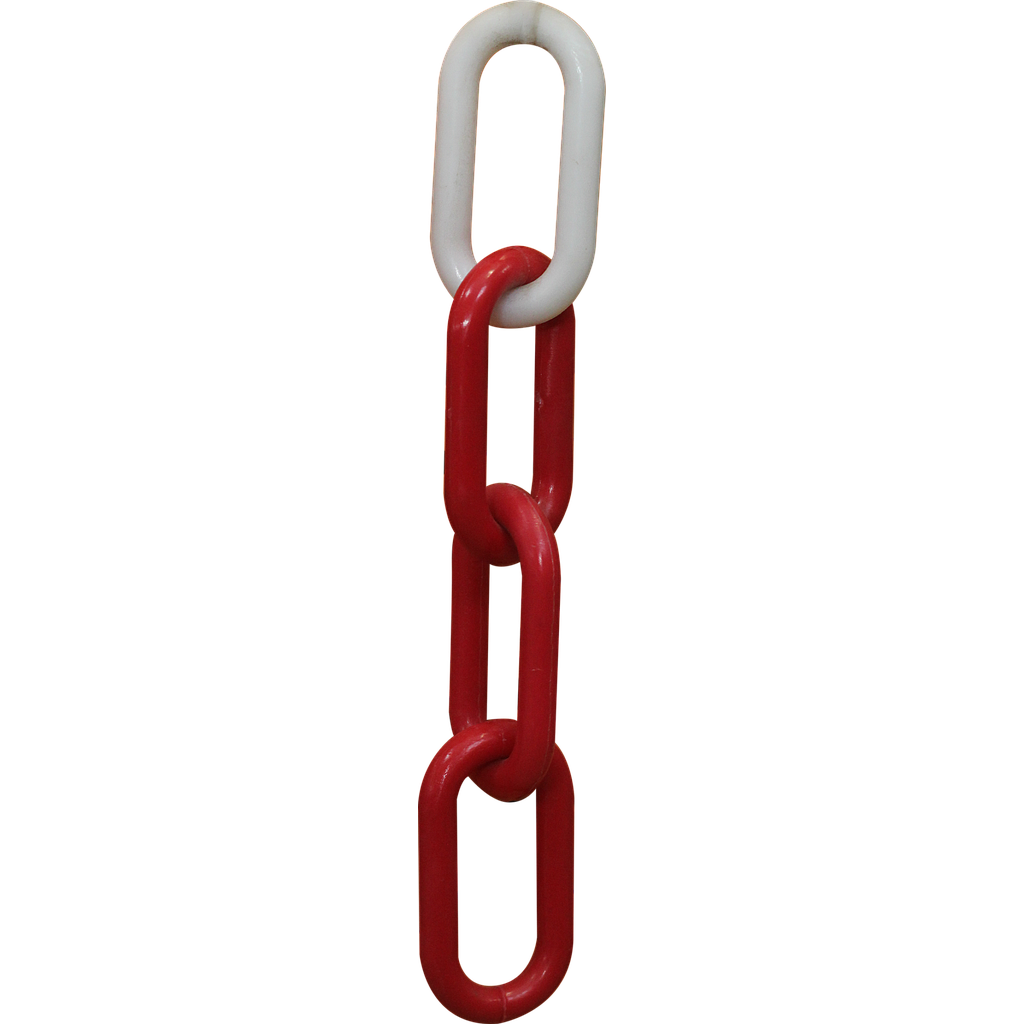 CHAINE PLASTIQUE ROUGE ET BLANC 8MMX25M