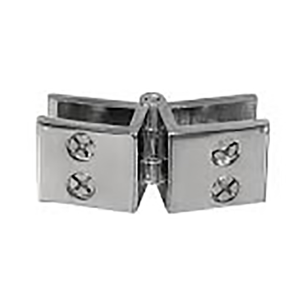 CHARNIERE DE PORTE DE DOUCHE EN VERRE POUR FIXATION VERRE-VERRE - PINCE REGLABLE A 180° - 25X54X3MM