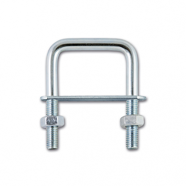 2 BRIDES FIXATION CARRE TUBE ACIER ZINGUE 8X41MM
