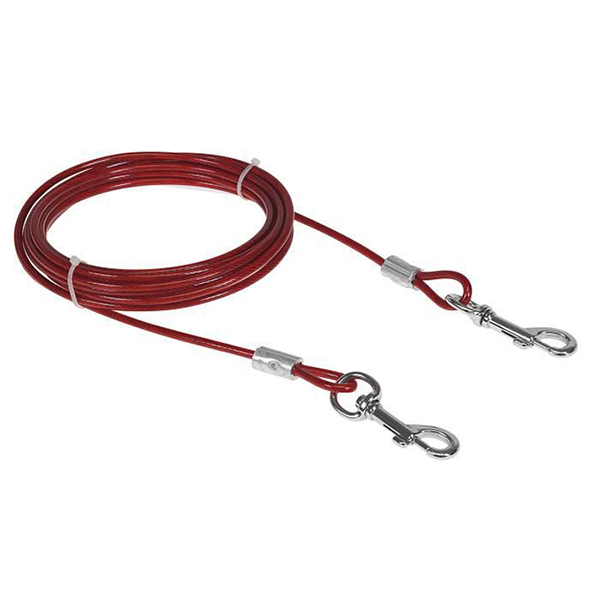 CABLE ATTACHE ROUGE + MOUSQUETONS D5MM L4.50M