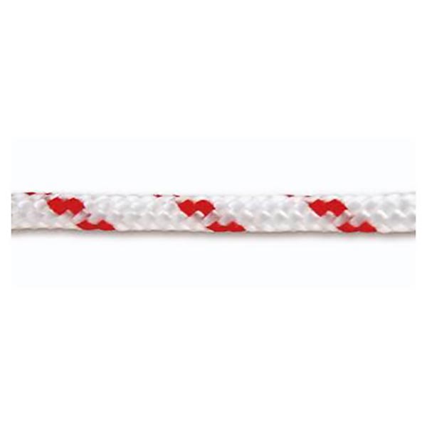 CORDE POLYPROPYLENE TRESSEE BLANCHE/ROUGE 280KG D6MM/M