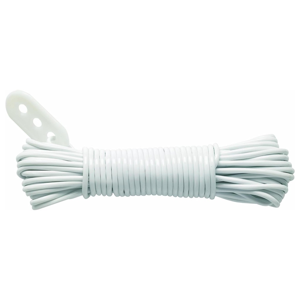 CORDE LINGE POLYPROPYLENE BLANC + TENDEUR D2.6MM L20M