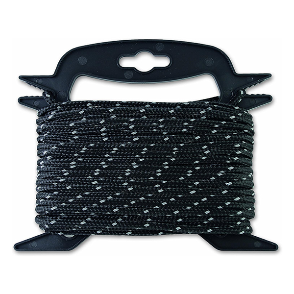 CORDE POLYPROPYLENE REFLECHISSANTE NOIR 35KG D4.8MM L15M