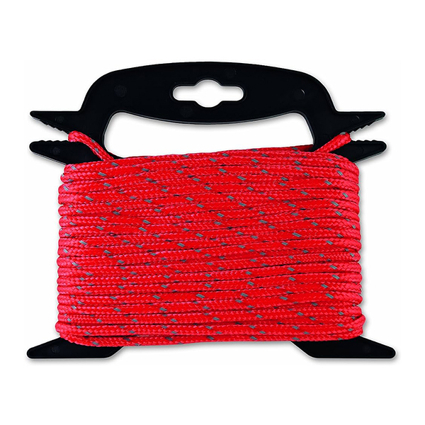 CORDE POLYPROPYLENE REFLECHISSANTE ROUGE 35KG D4.8MM L15M