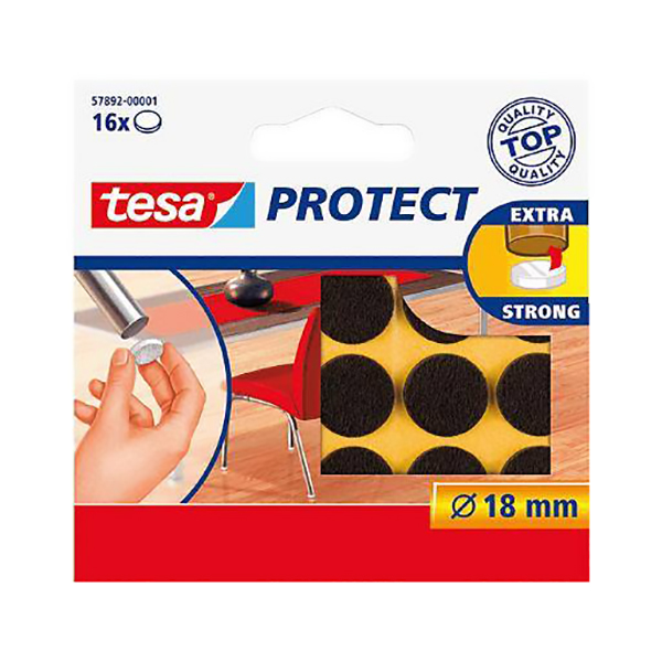 PATIN EN FEUTRE ROND 18MM MARRON (16PCS)