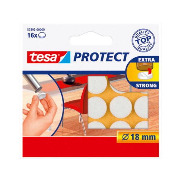 PATIN EN FEUTRE ROND 18MM BLANC (16PCS)