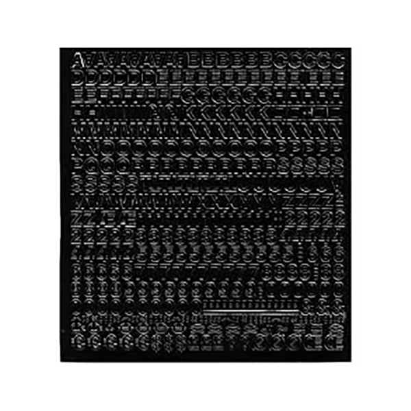 LOT 455 LETTRE+CHIFFRE+SYMBOL ADHESIFS NOIR 8MM