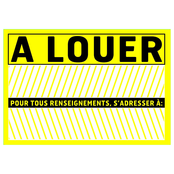PANNEAU A LOUER PVC ADHESIF 275X190MM