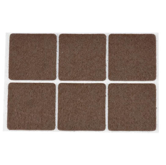 PATIN CARRE ADHESIF FEUTRE BR 32X32 X6