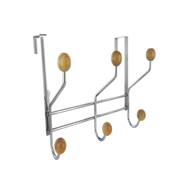 PATERE 3T 3C ACIER CHROME BOULE BOIS