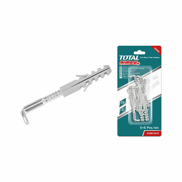 PITON EN L M5 AVEC CHEVILLE - BTE DE 6PCS