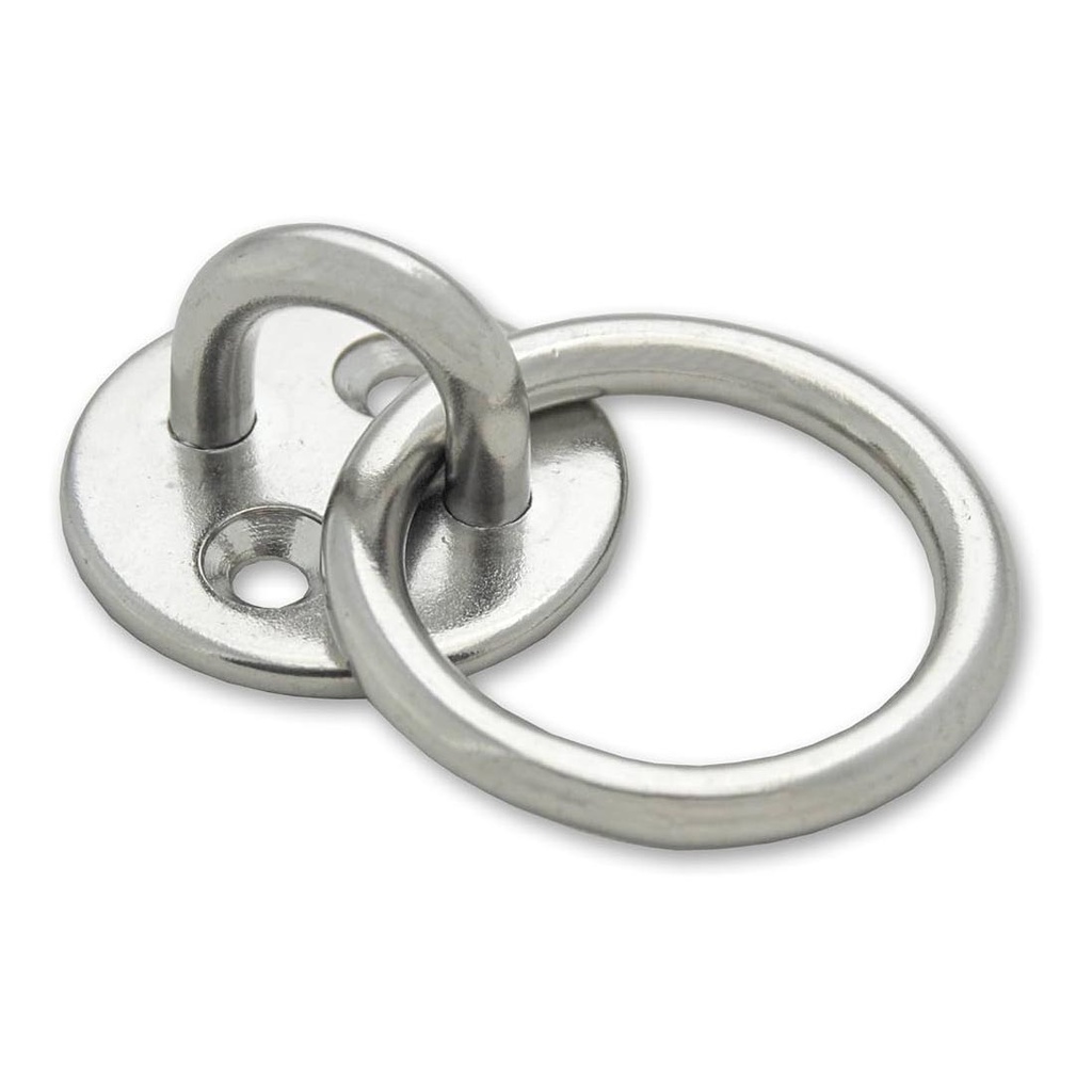 2 PLATINES RONDES + ANNEAU INOX D5MMX30MM