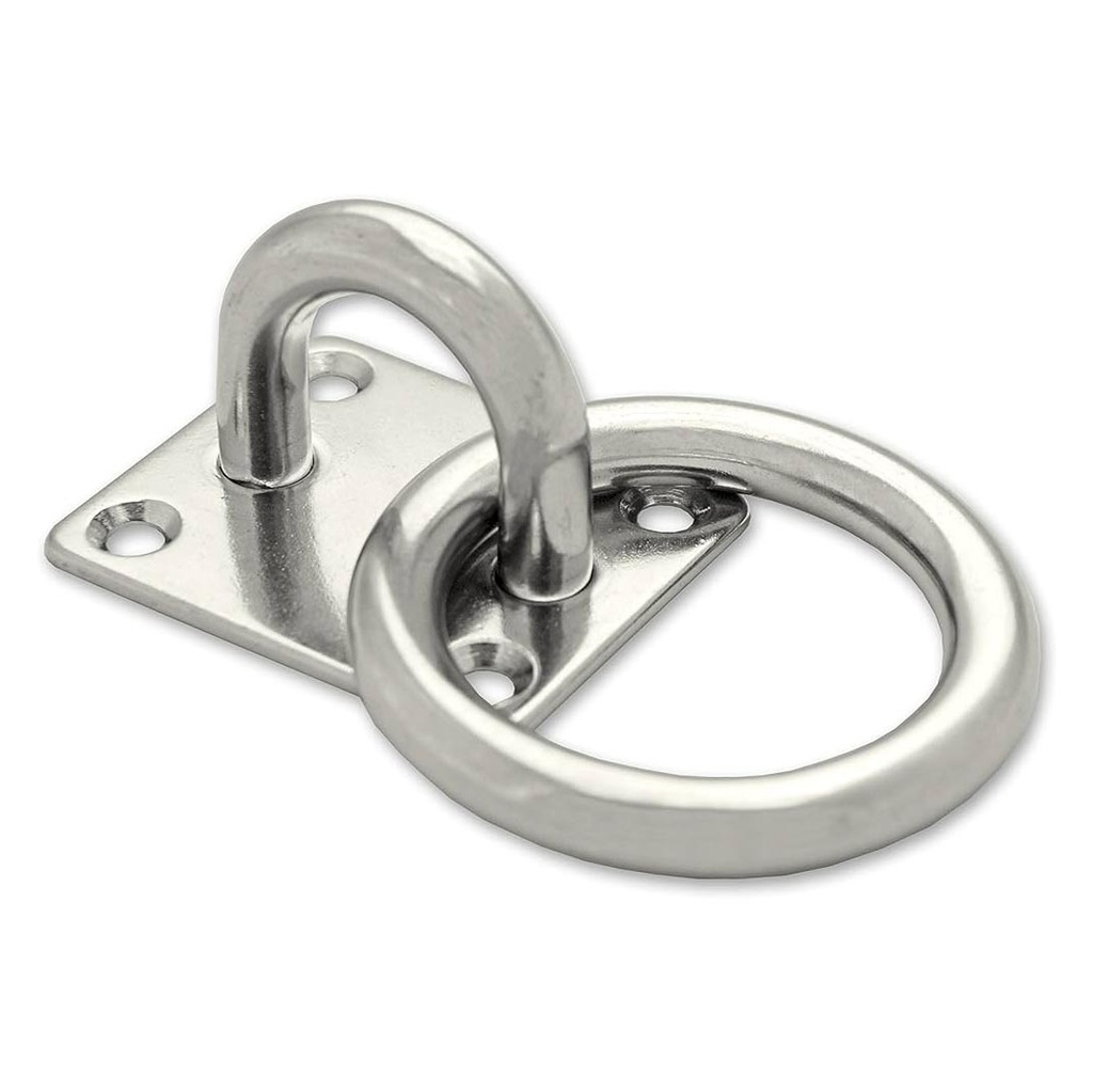 PLATINE CARRE + ANNEAU INOX D10MMX50MM