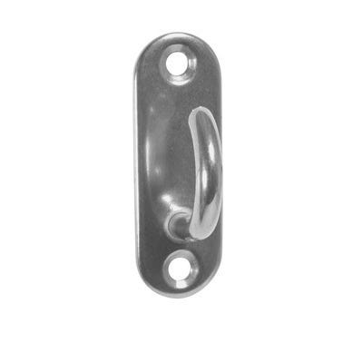 2 PLATINES OVALES A CROCHET OUVERT INOX D6MM