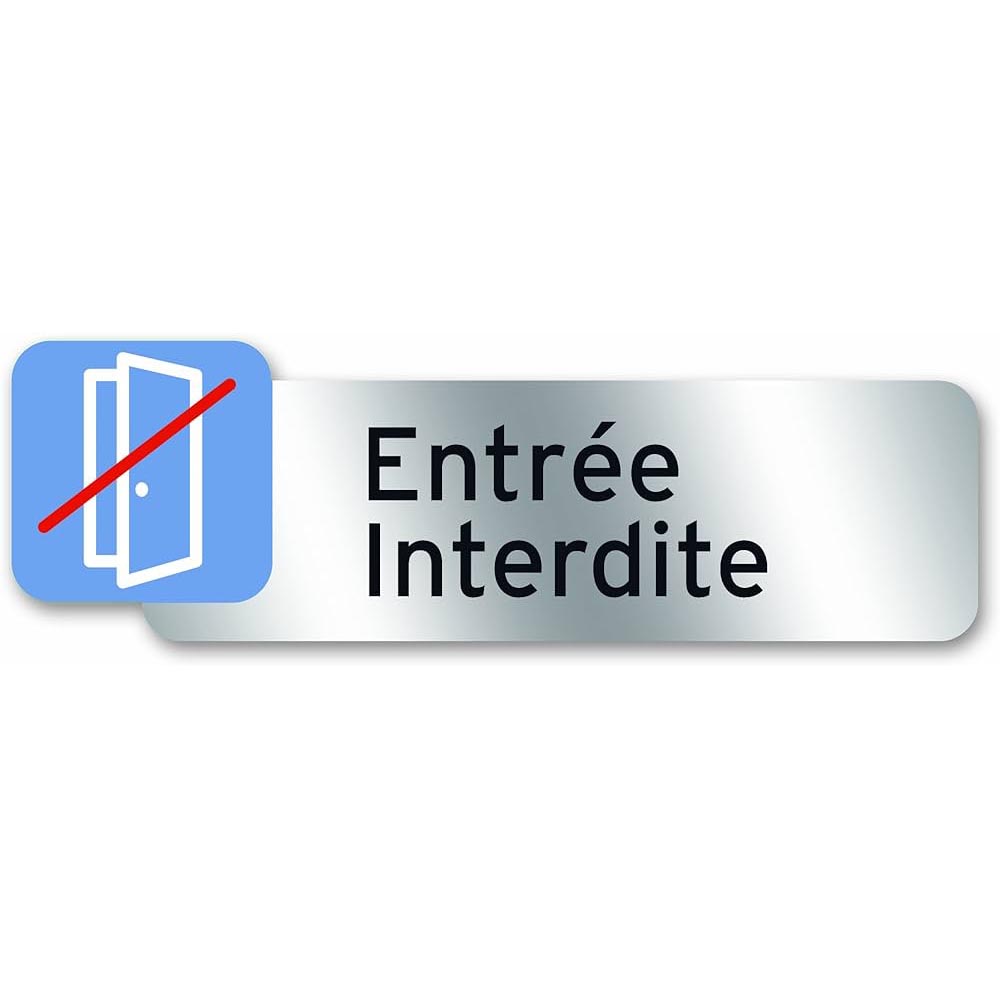 PLAQUE ENTREE INTERDITE POLYCARBONATE ADHESIVE 160X50MM