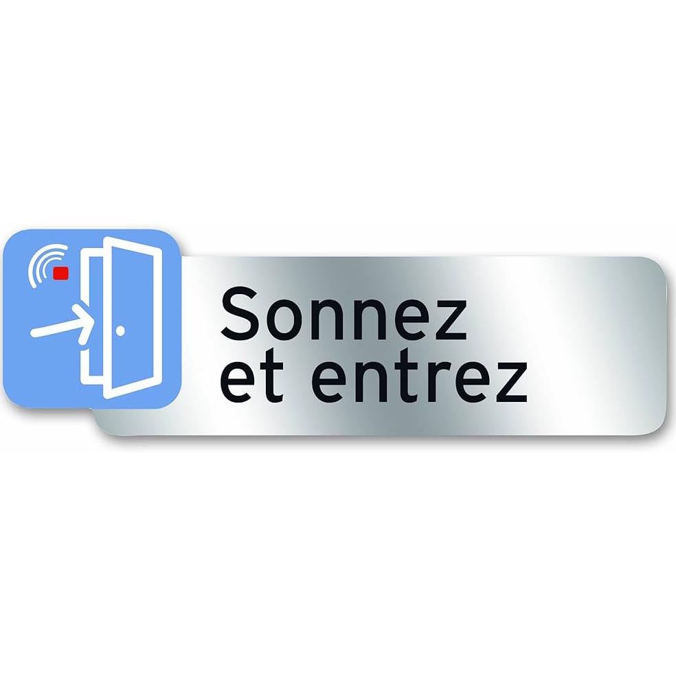 PLAQUE SONNEZ ET ENTREZ POLYCARBONATE ADHESIVE 160X50MM