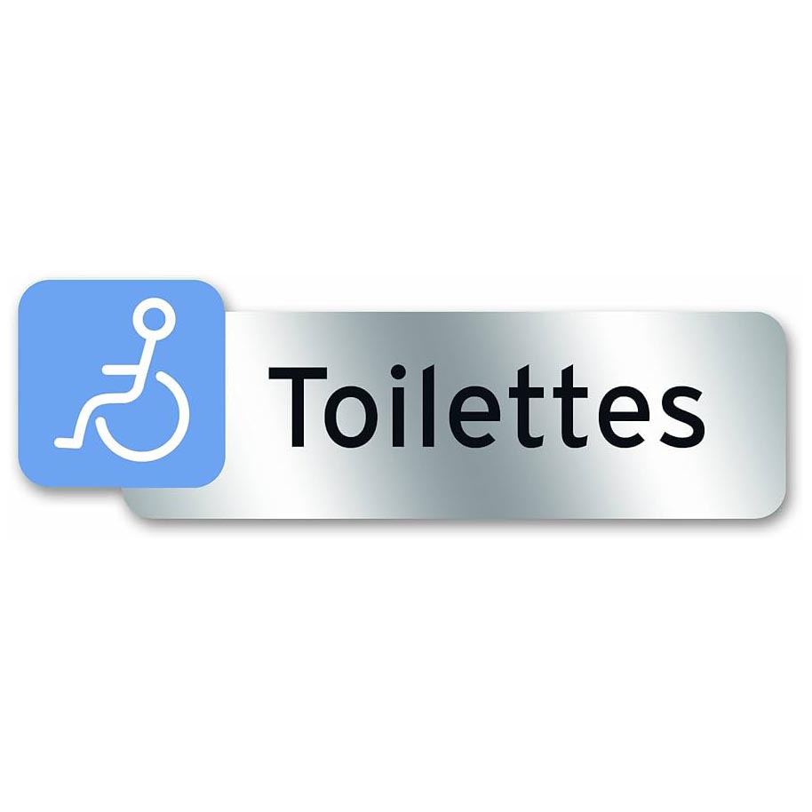PLAQUE TOILETTE HANDICAPE POLYCARBONATE ADHESIVE 160X50MM