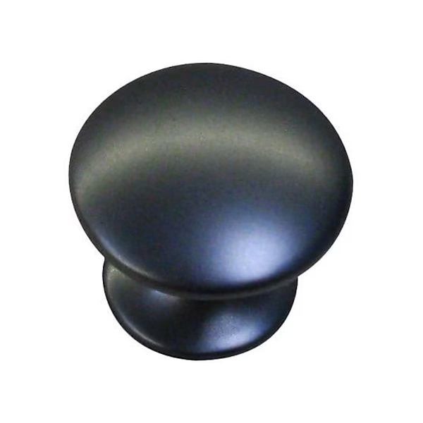 2 BOUTONS DE MEUBLE ROND ZAMAK NOIR SATINE D28MM