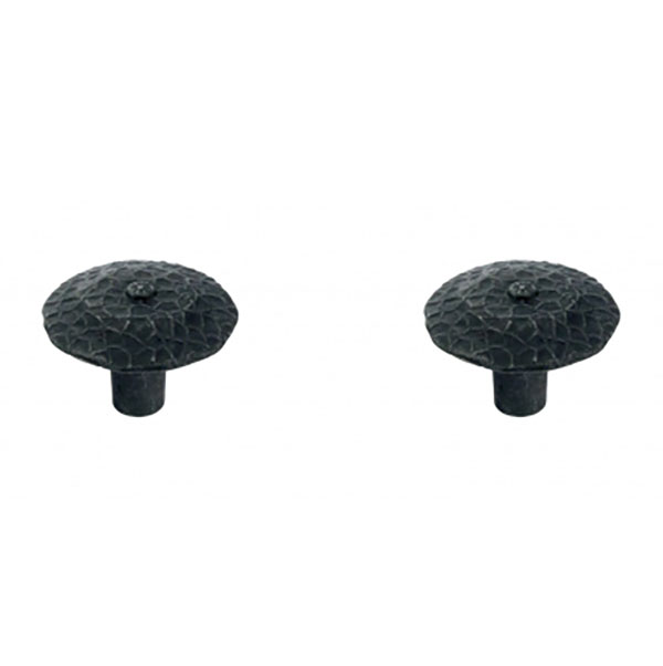 2 BOUTONS DE MEUBLE ZAMAK MARTELE PATINE D28