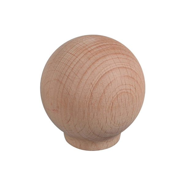 2 BOUTONS DE MEUBLE BOULE BOIS BRUT D30MM