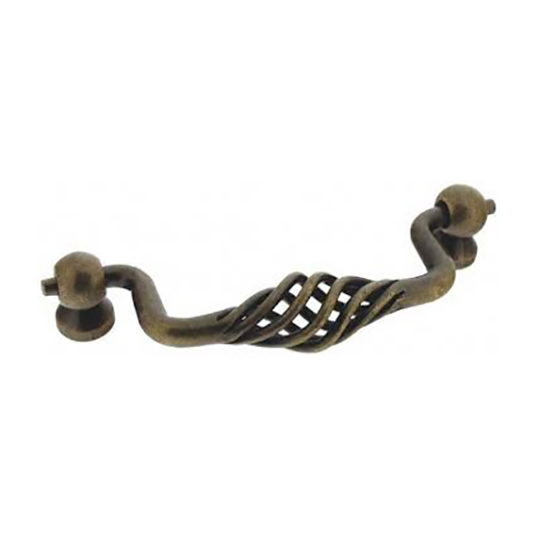 POIGNEE DE MEUBLE TOMBANTE TORSADE ACIER PATINE EA96