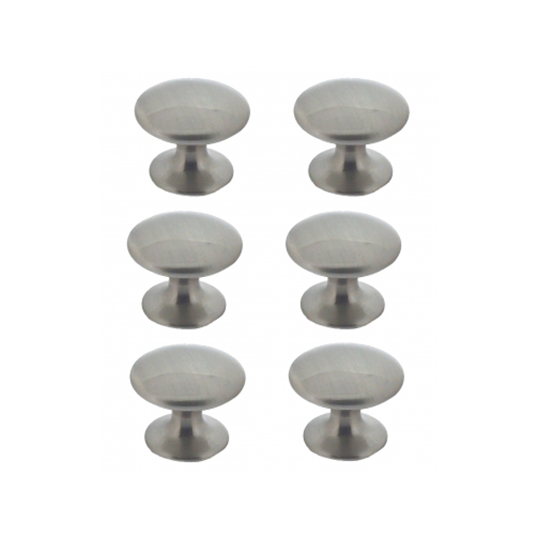 LOT DE 6 BOUTONS DE MEUBLE ROND ZAMAK NICKEL MAT D30