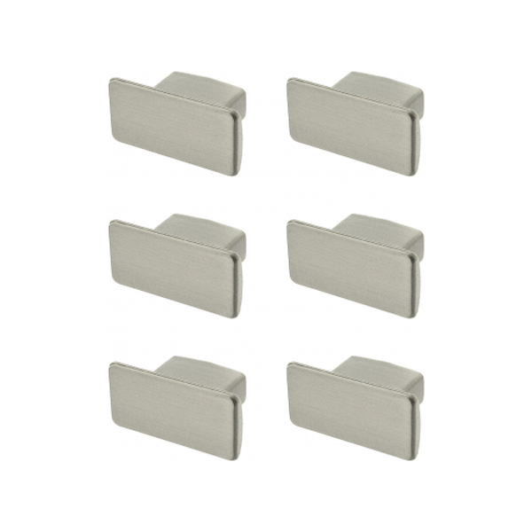 LOT DE 6 BOUTONS DE MEUBLE EKO ALUMINIUM NICKEL MAT 30X15X16MM