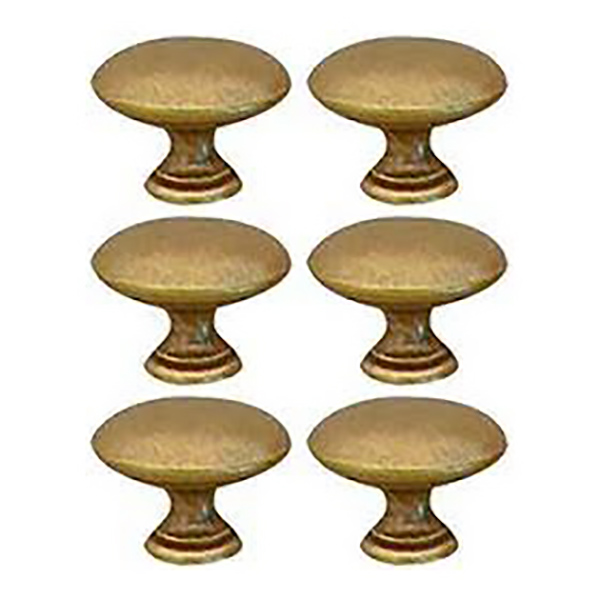 LOT DE 6 BOUTONS DE MEUBLE LOUIS XVI LAITON PATINE D31MM