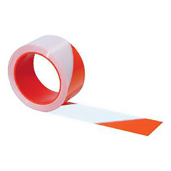 RUBAN POLYETHYLENE ROUGE/BLANC 50MMX100M