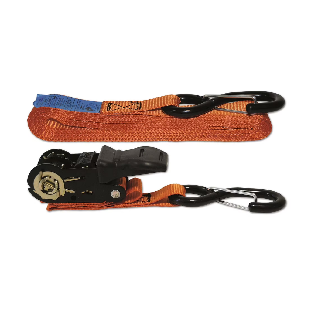 SANGLE PES AVEC TENDEUR A CLIQUET + 2 CROCHETS 350KG 25MMX5M
