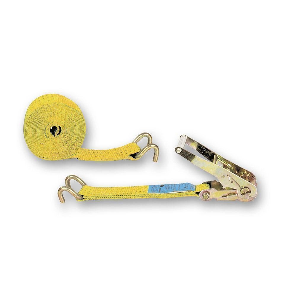 SANGLE PES JAUNE AVEC TENDEUR A CLIQUET 2T 50MMX2M