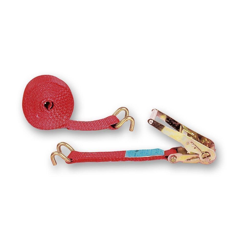 SANGLE PES ROUGE AVEC TENDEUR A CLIQUET 2T 50MMX15M