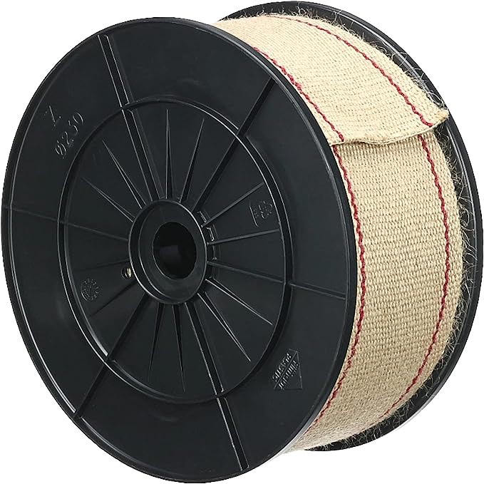 SANGLE JUTE ECRUE RAYEE ROUGE LARG. 85MM/M