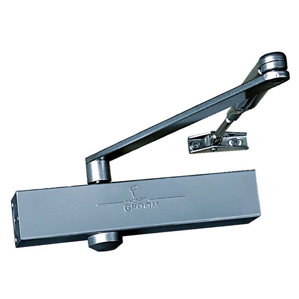 FERME PORTE EN TRINGLE ALU ARGENT