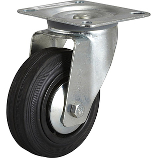 ROULETTE PLATINE PIVOTANTE CAOUTCHOUC D125 100KG