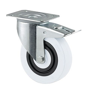 ROULETTE SILENCIEUSE PLATINE PIVOTANTE A FREIN D100 200KG