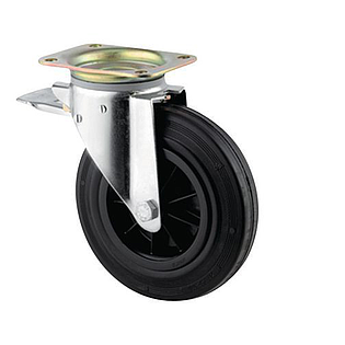 ROULETTE PIVOTANTE PLATINE FREIN CAOUTCHOUC D100 80 KG