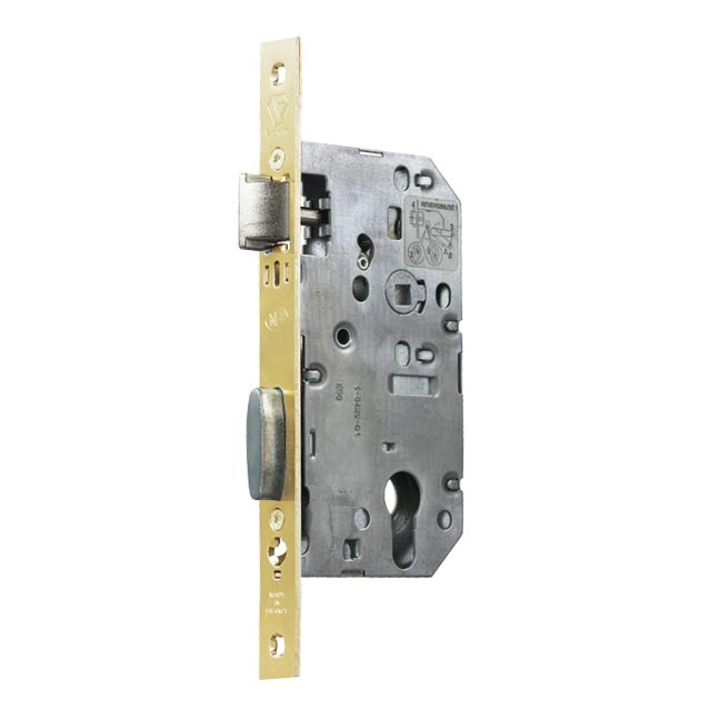 SERRURE D455 CLE I AXE50 ENTRAXE70 C7 BC LAITON DROITE REVERSIBLE AVEC GACHE