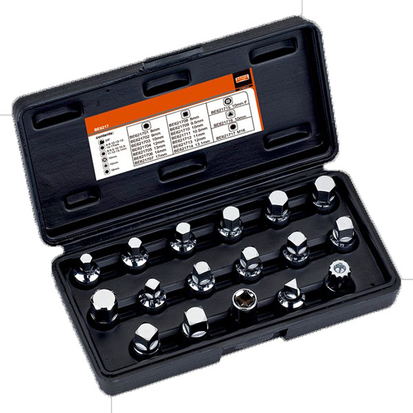 JEU DE DOUILLES POUR CLE DE VIDANGE - 3/8" - 17 PCS