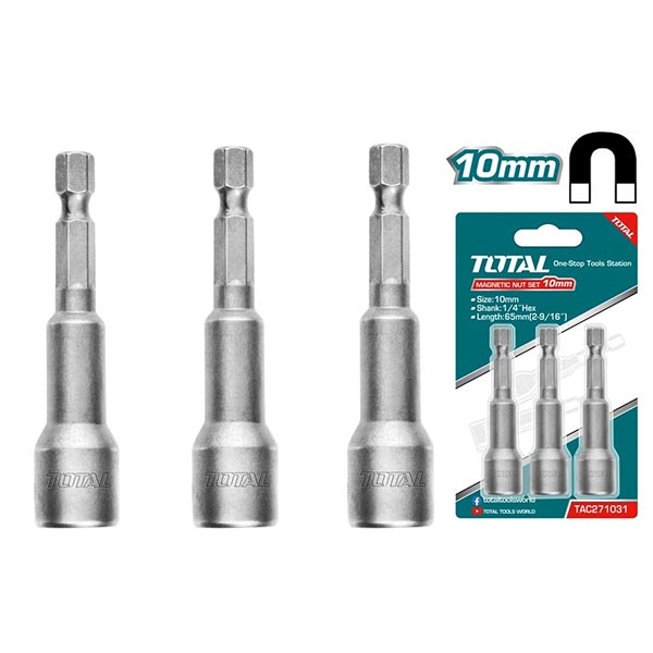 PACK DE 3 DOUILLES MAGNETIQUES - 10 MM