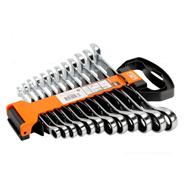 JEU DE CLE MIXTE A CLIQUET 12 PCS - 8 A 19 MM