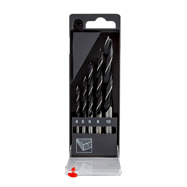 COFFRET MECHE A BOIS HELICOIDALE 5 PCS - 4,5,6,8,10 MM