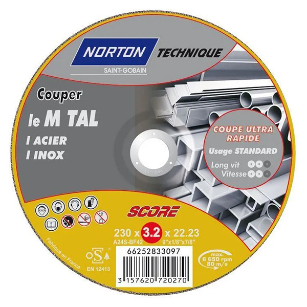 DISQUE A TRONCONNER D230X3,2MM NORTON SCORE