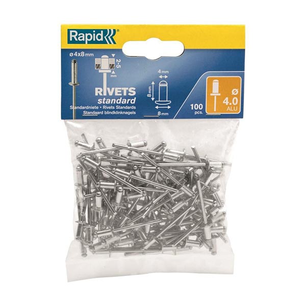 RIVET ALUMINIUM 4X8MM - BTE 100PCS