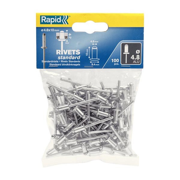 RIVET ALUMINIUM 4.8X10MM - BTE 100PCS