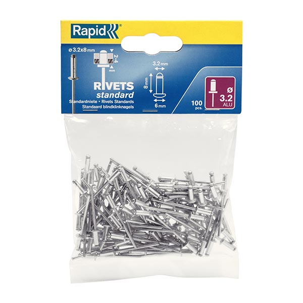 RIVET ALUMINIUM 3.2X8MM - BTE 100PCS