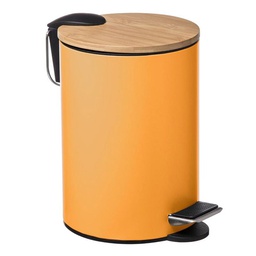 [13917] POUBELLE SOFTCLOSE BAMBOU 3L MOUTARDE
