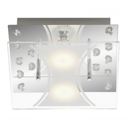 [112275] PLAFONNIER LED METAL VERRE CHROME INCL 2 X LED GU10 5W400LM 3 000K