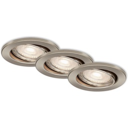 [112348] SPOTS ENCASTRABLES LED SET DE3 METAL NICKEL MAT INCL 3 XLED GU10 5W 460LM 3 000K